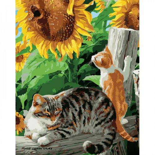 Картина за номерами "Котики під соняшниками" ★★★★ фото