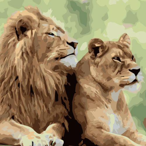 Картина за номерами "Подружжя левів" ★★★★ фото