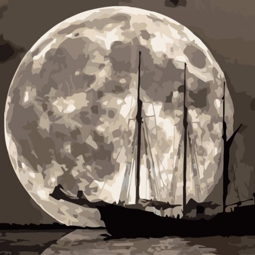 Картина за номерами "Корабель на фоні місяця" ★★★★ фото