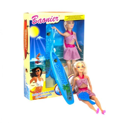 Уценка. Кукла с аксессуарами "Пляж" (в розовом) - Повреждена упаковка, не загорает фото