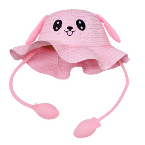 Соломʼяний капелюх з рухомими вушками (рожева) фото