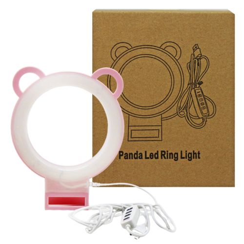 Кільцева світлодіодна лампа з вушками (рожева) фото