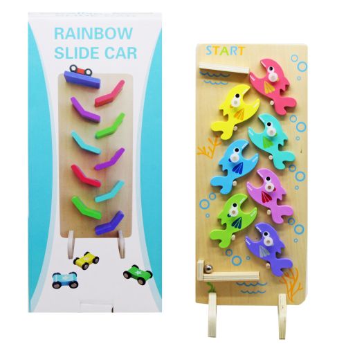 Деревянная игра 2в1 "Fish ball + Rainbow slide car" фото
