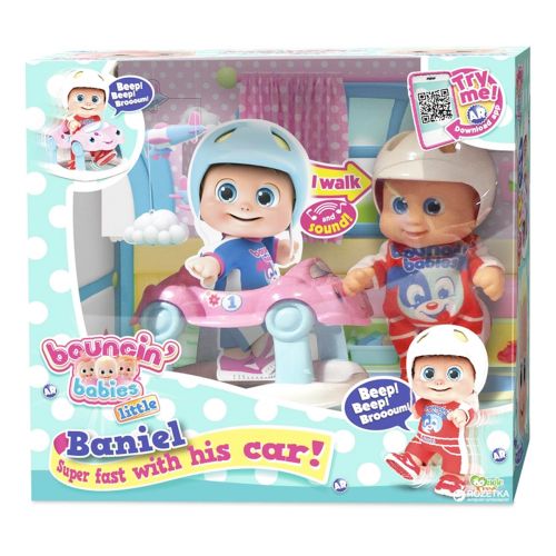 Маленькая кукла-пупс "Bouncinʼ Babies Baniel little" с ходунками фото