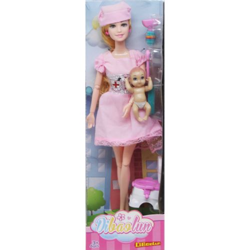 Лялька "Медсестра" з дитиною (у рожевій сукні) фото