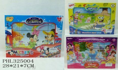 Уцінка.  Кубики "Mickey Mouse" / "Sponge Bob" / "Принцеси" - Пошкоджена упаковка фото