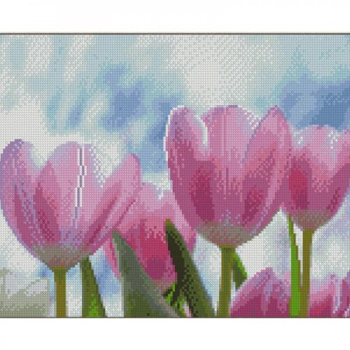 Алмазна мозаїка "Рожеві тюльпани" 30х40 см фото