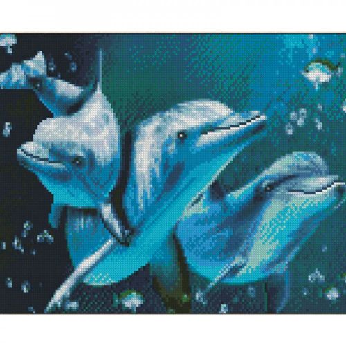 Алмазная мозаика "Дружелюбные дельфины" 30х40 см фото
