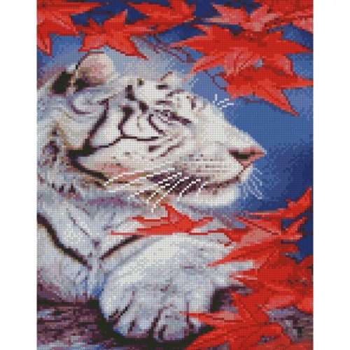 Алмазна мозаїка "Білий тигр" 30х40 см фото