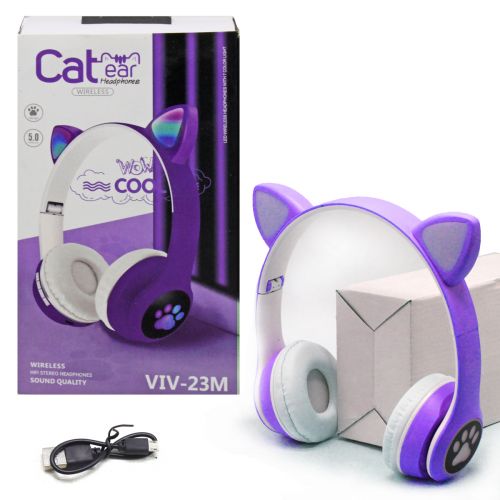 Бездротові навушники "Кішечка", фіолетові фото