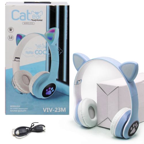 Бездротові навушники "Кішечка", блакитні фото