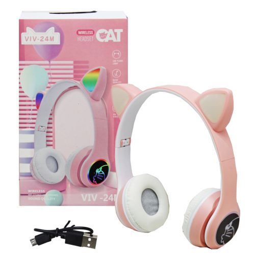 Навушники бездротові "Cat" (рожевий) фото