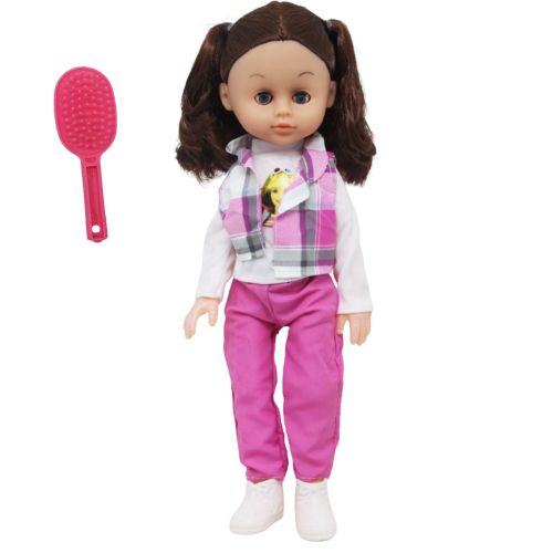 Лялька в рожевому, с расческой (33 см) фото