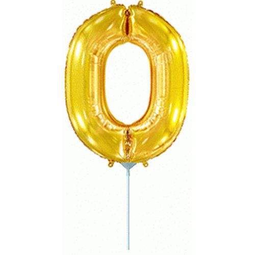 Шарик фольгированный "День Рождения: Цифра 0", мини, золото фото