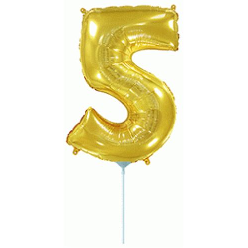 Кулька фольгована "День Народження: Цифра 5", міні, золото фото