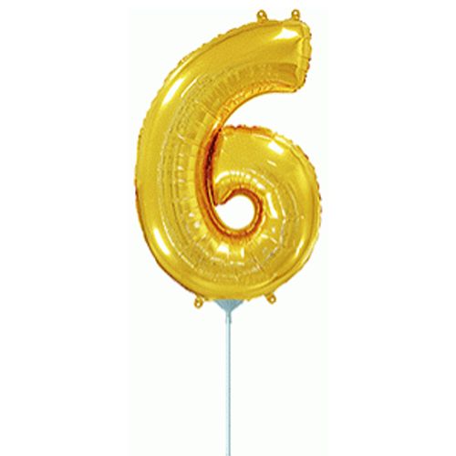 Шарик фольгированный "День Рождения: Цифра 6", мини, золото фото