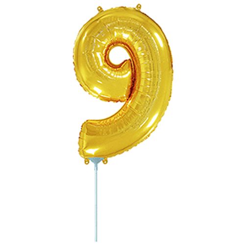 Шарик фольгированный "День Рождения: Цифра 9", мини, золото фото