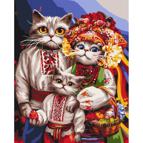 Картина за номерами Сімʼя котиків-гуцулів © Маріанна Пащук? 40х50 см фото