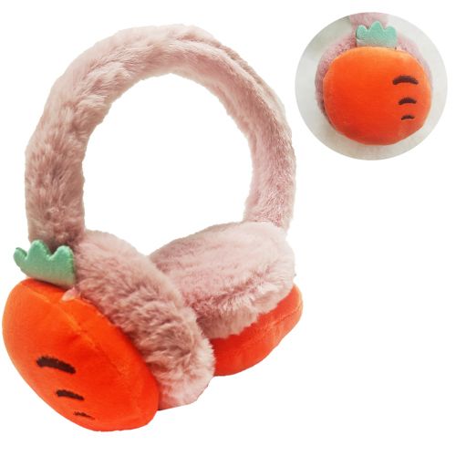Хутряні навушники дитячі "Морква", рожевий фото
