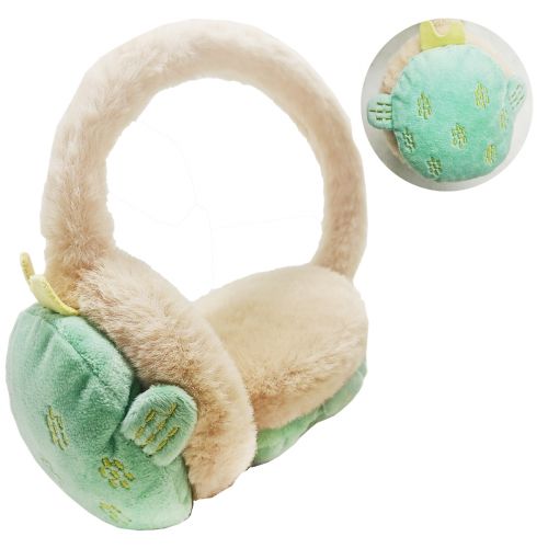 Хутряні навушники дитячі "Кактус", бежевий фото