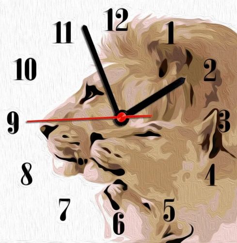 Часы-картина по номерам "Львы", 30х30 см фото