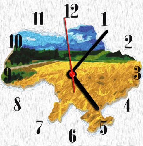 Годинник-картина за номерами "Україна", 30х30 см фото