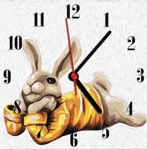 Часы-картина по номерам "Кролик", 30х30 см фото
