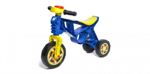 Уцінка.  Мотоцикл пластиковий "Біговел" (синій) - Немає шурупа, болта для кріплення керма, пошкоджена упаковка фото