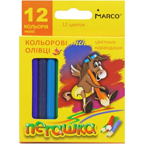 Набір кольорових олівців укорочених 12кол серія Пегашка MARCO фото