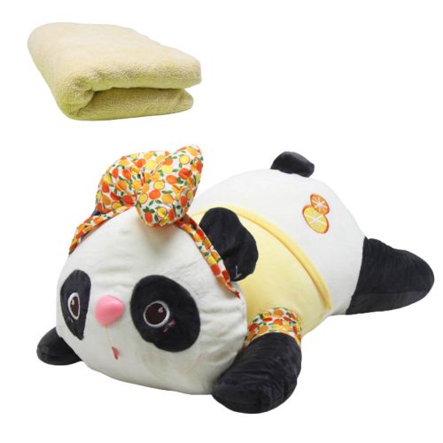 Мʼяка іграшка з пледом "Панда" (жовта) фото