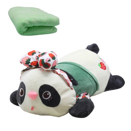 Мʼяка іграшка з пледом "Панда" (зелена) фото