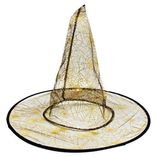Шляпа ведьмы полупрозрачная (черная + золото) фото
