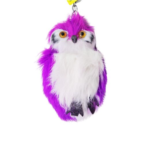 Брелок сова (мех) фіолетова фото