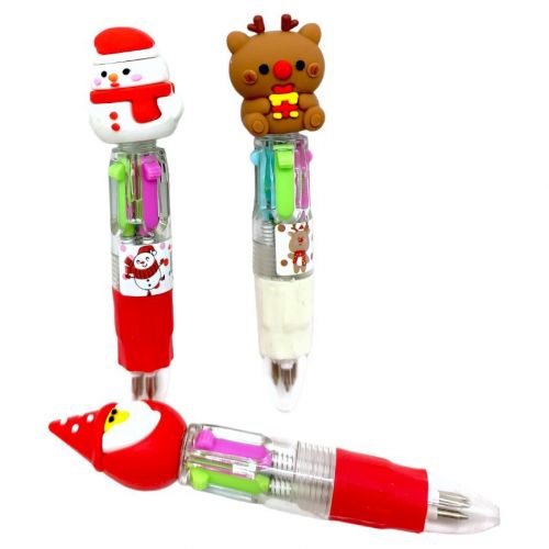 Ручка кулькова дитяча 4 кольори міні "Новий рік", 0,7мм фото