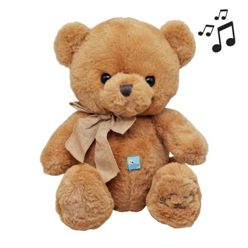 М'яка іграшка Ведмедик Персик довжина 40 см (за стандартом 50 см) музичний фото