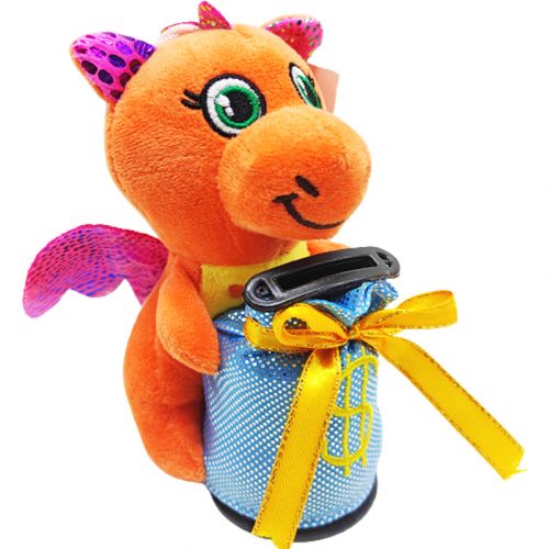 Мягка игрушка-копилка "Дракончик", оранжевый фото