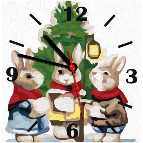 Набір Годинник на номерами "Святкові кролики" фото