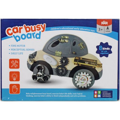 Бізіборд C 61674 (40) “Машина”, замочки, шестерні, пальчикові ігри, в коробці фото