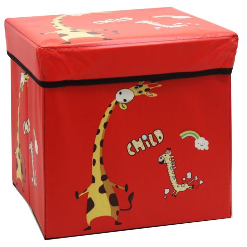 Кошик-пуфик для іграшок "Жираф" (червоний) фото