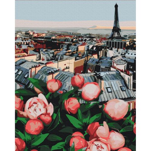 Картина за номерами "Піони з видом на Париж" ★★★★ фото