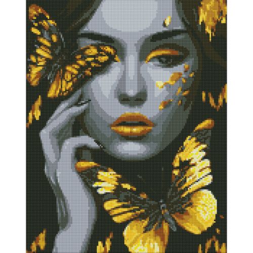 Набір з алмазною мозаїкою "Дівчина із золотими метеликами" 40х50см фото