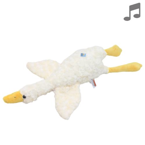 М'яка іграшка Гусак-обіймусь, 60 см, музичний, кучерявий, бежевий фото