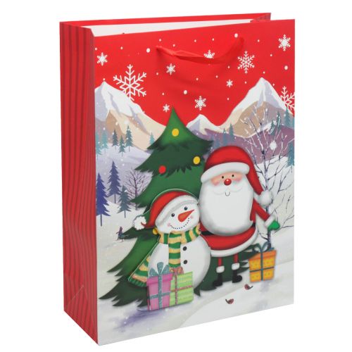 Пакет подарунковий "Санта зі сніговиком" (30х40 см) фото