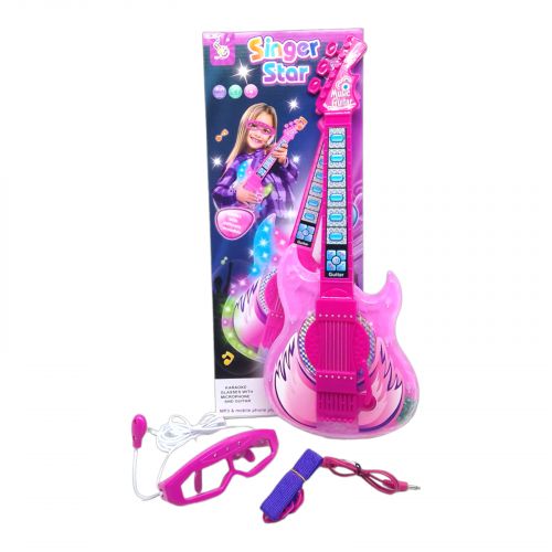 Игровой набор "Гитара с микрофоном" (розовый) фото