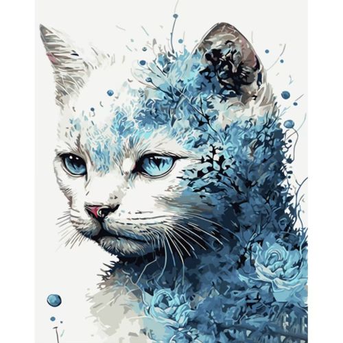 Набір для розпису по номерах Блакитний котик Strateg розміром 40х50 см (GS1534) фото