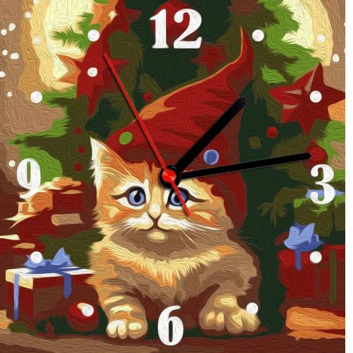 Набір Годинник на номерами "Руде кошеня" фото