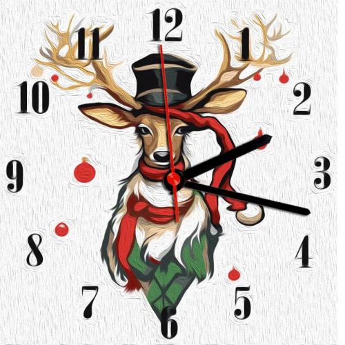 Набір Годинник на номерами "Різдвяний олень" фото