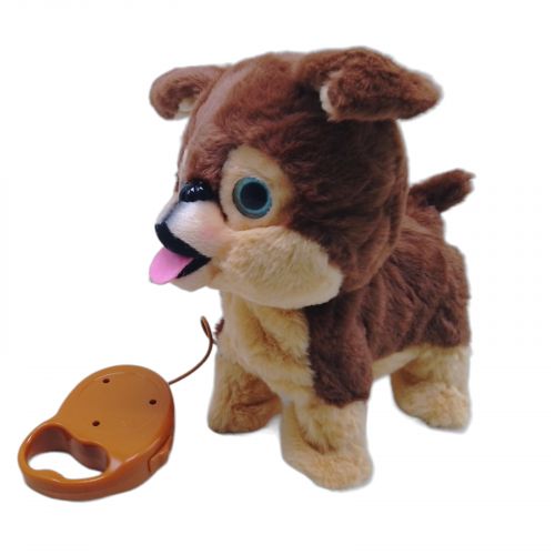 Интерактивна собачка на поводке (коричневая) фото