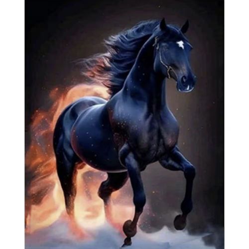 Алмазна мозаїка "Вогняний кінь" 40х50 см фото