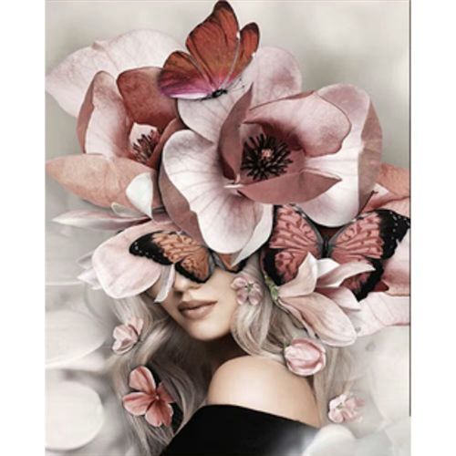 Алмазна мозаїка "Дівчина з трояндами" 40х50 см фото